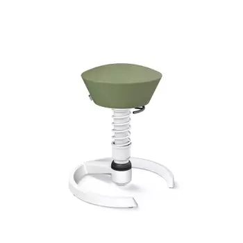 Green and beige Swopper active chair with Aeris 3D technology for ergonomic seating and vertical rocking motion.