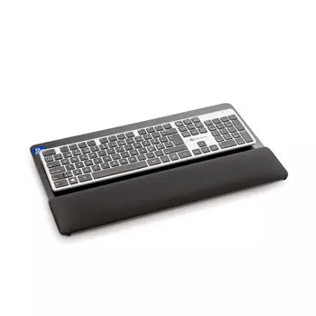 Ergonomic 46cm wrist support with keyboard, featuring metal base and sport fabric for comfort during long hours at work.