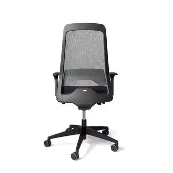 Black EVERYis1 EV217 office chair with mesh backrest, ergonomic design ideal for various work environments.