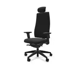 Black Mål 322G ergonomic office chair with adjustable features for comfort and luxury in a professional setting.