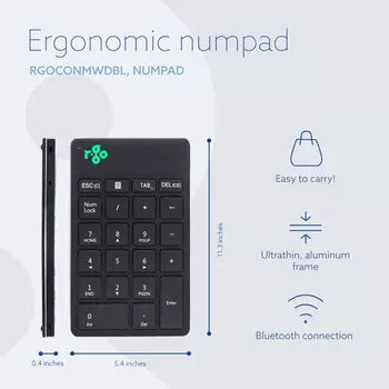 Ergo-R Black numeronäppäimistö, bluetooth