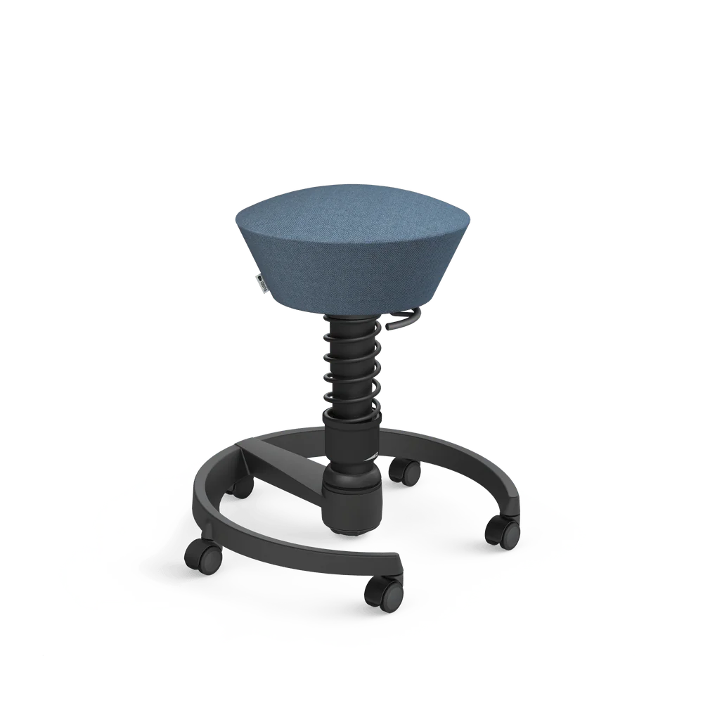 Swopper, dove blue mélange Capture wool blend, black frame, castors