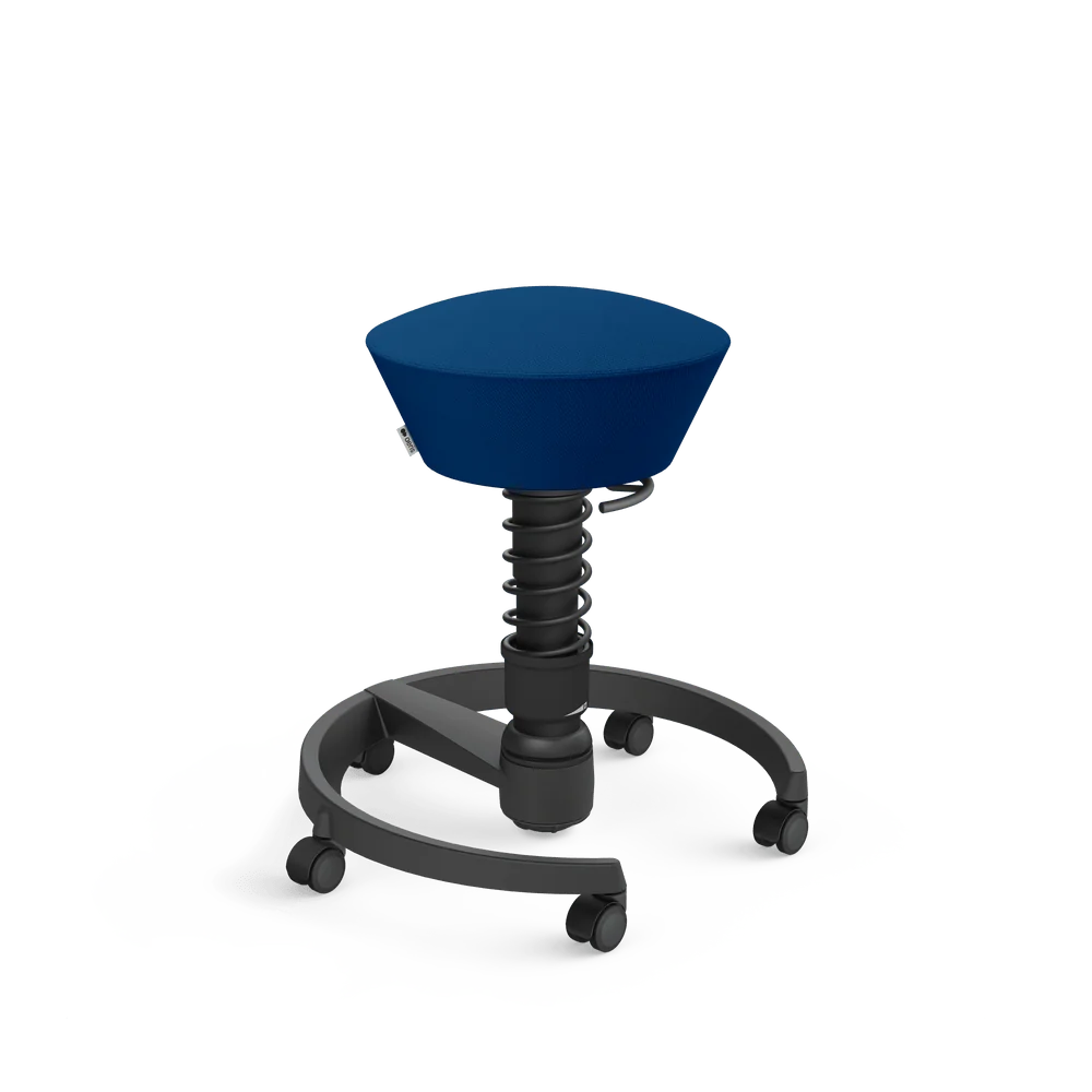 Swopper, blue Select wool blend, black frame, castors