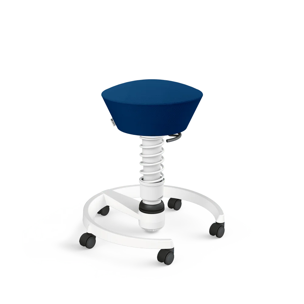 Swopper, blue Select wool blend, white frame, castors