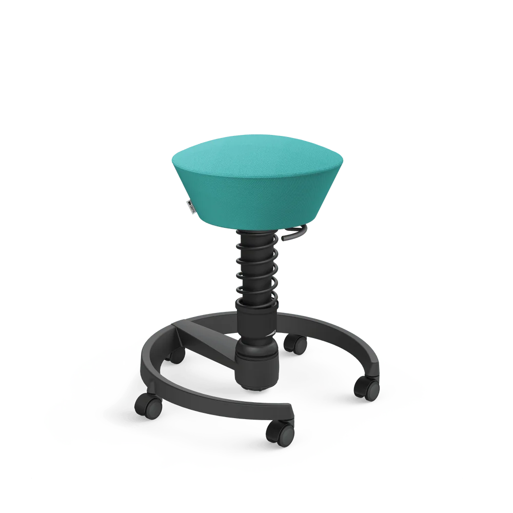 Swopper, turquoise Select wool blend, black frame, castors