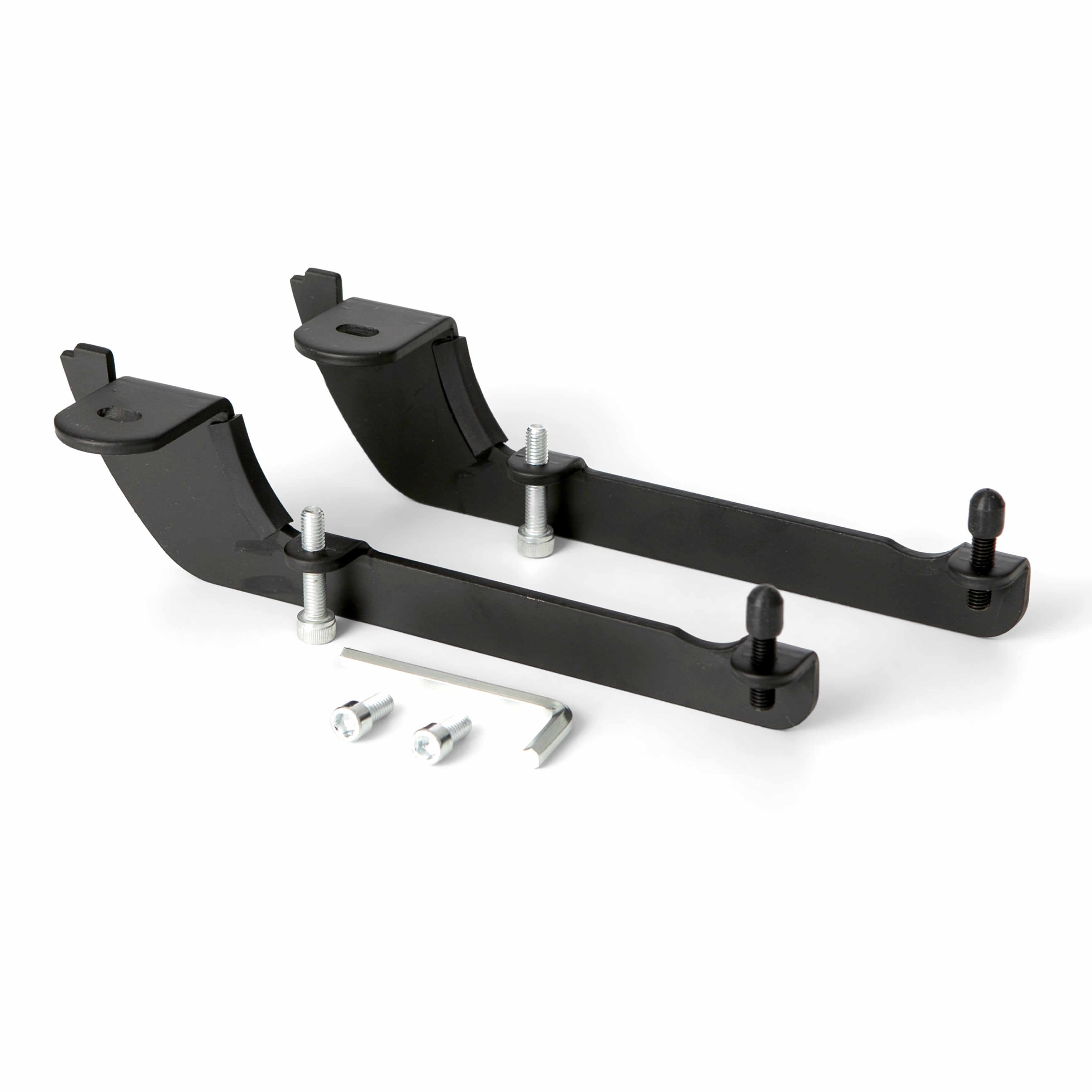 Black adjustable 2-part arm support with screws for customized fit and support.