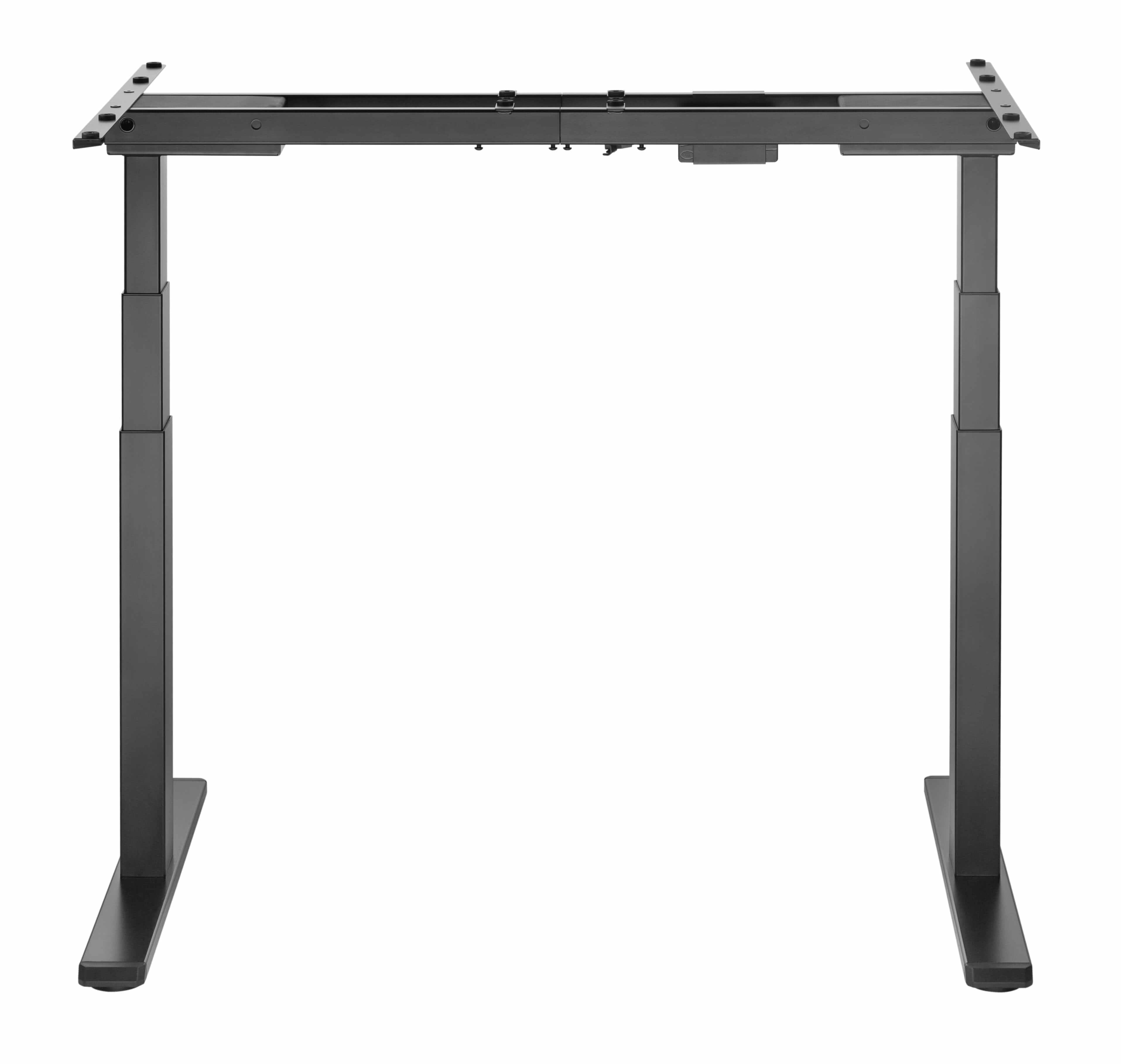 Black GetUpDesk Duo electric frame with adjustable legs for ergonomic workstations.