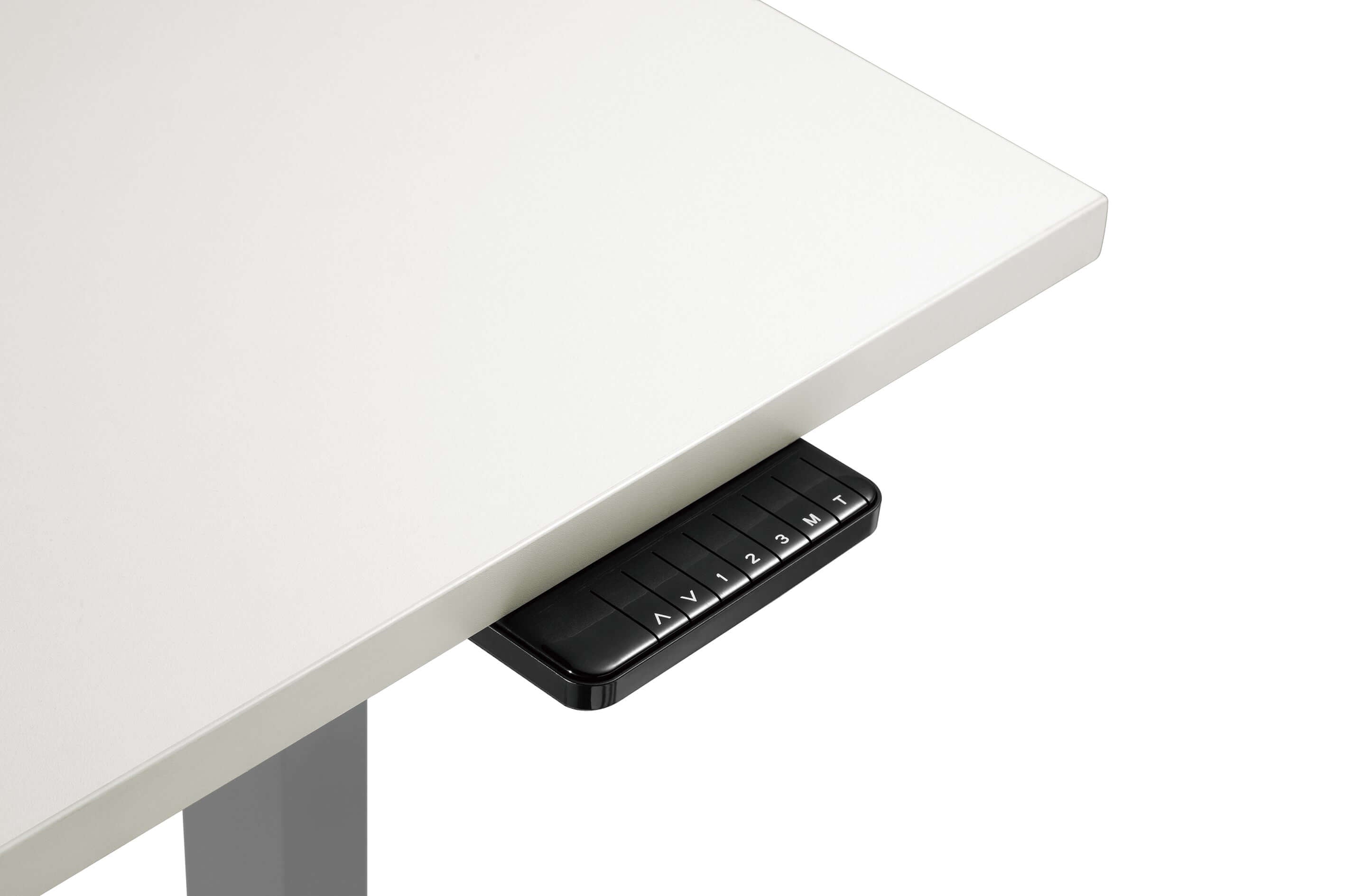 GetUpDesk Duo Z adjustable electric desk frame with control panel for ergonomic height adjustment in grey.