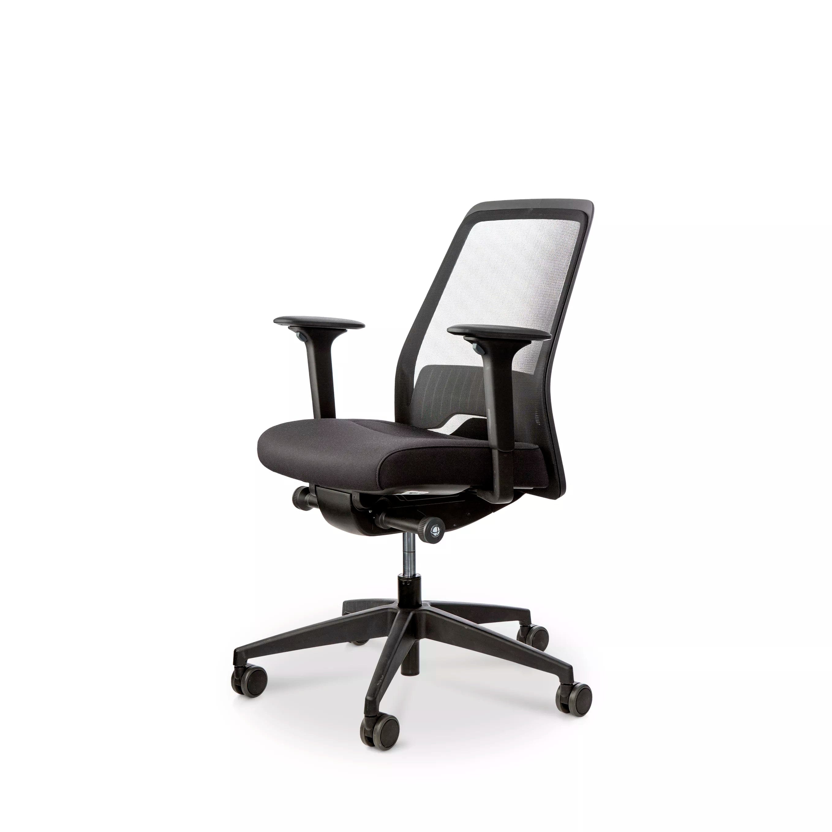 EVERYis1 dynamic office chair with FlexTech mechanism for ergonomic support and movement in a sleek black design.