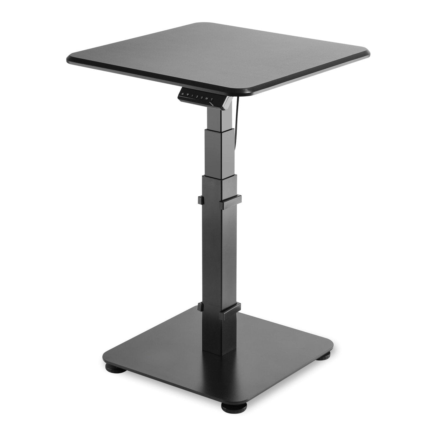 Black GetUpDesk Single electric adjustable desk for versatile work positions.