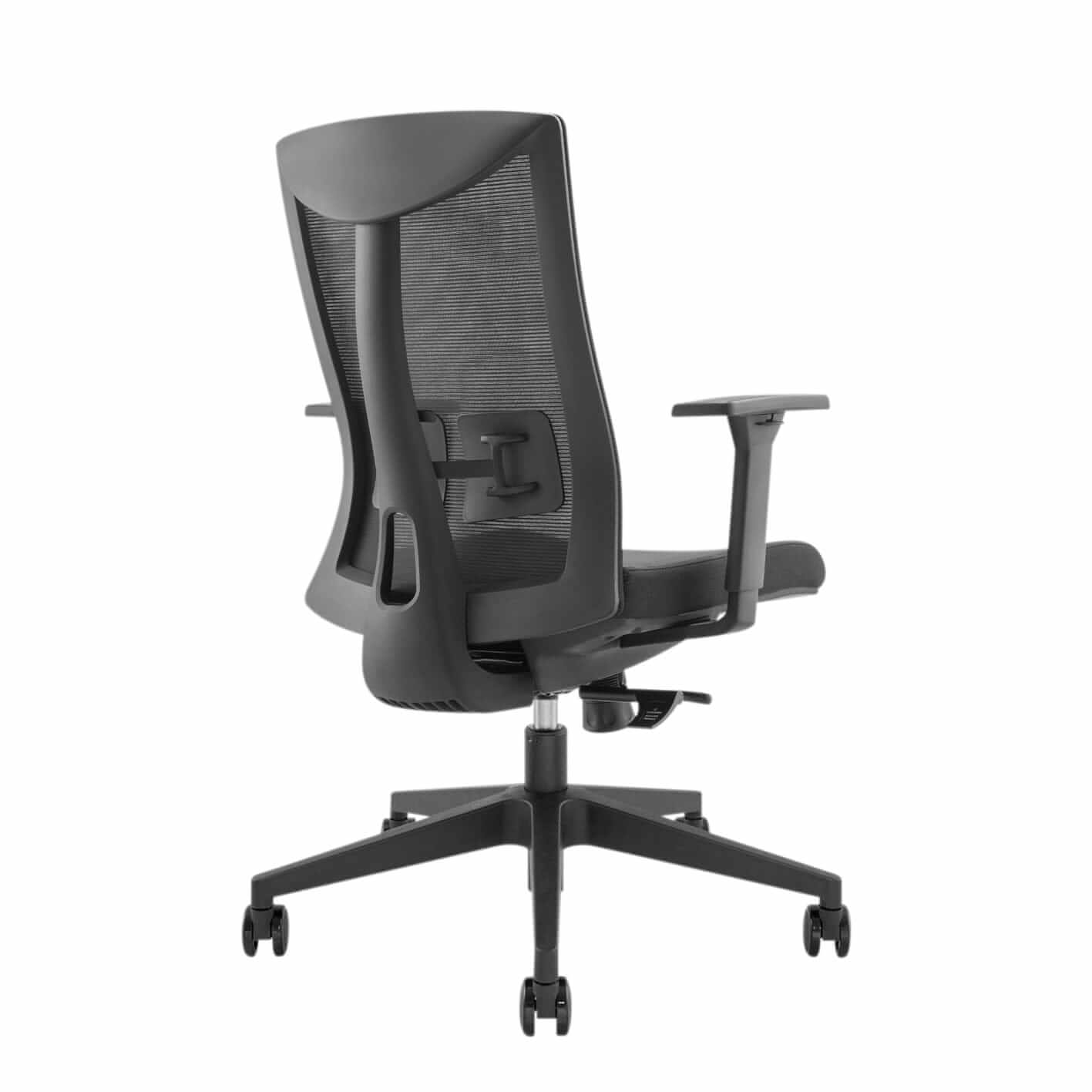 Ergonomic Kasper Comfort office chair with adjustable tilt, mesh backrest, and armrests, shown in black.