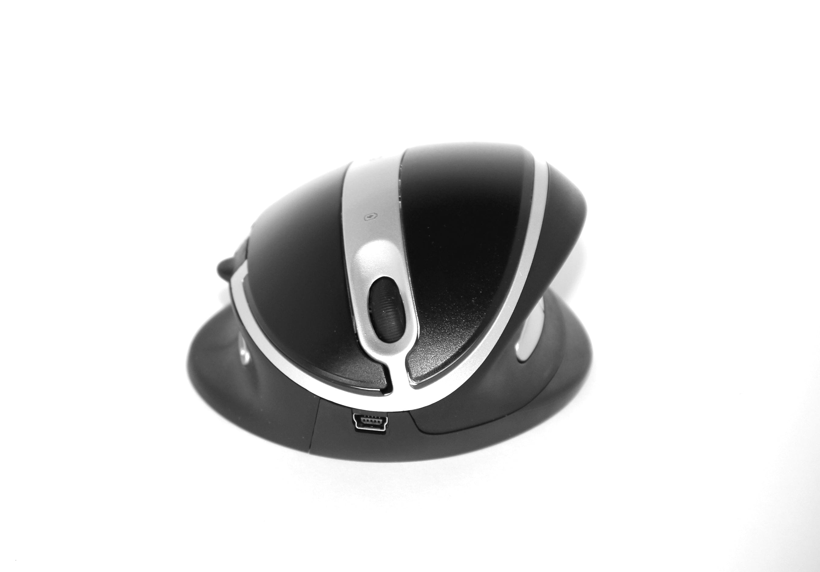 Ergonomic OysterMouse with adjustable angles for right and left-handed users, featuring a unique vertical design.