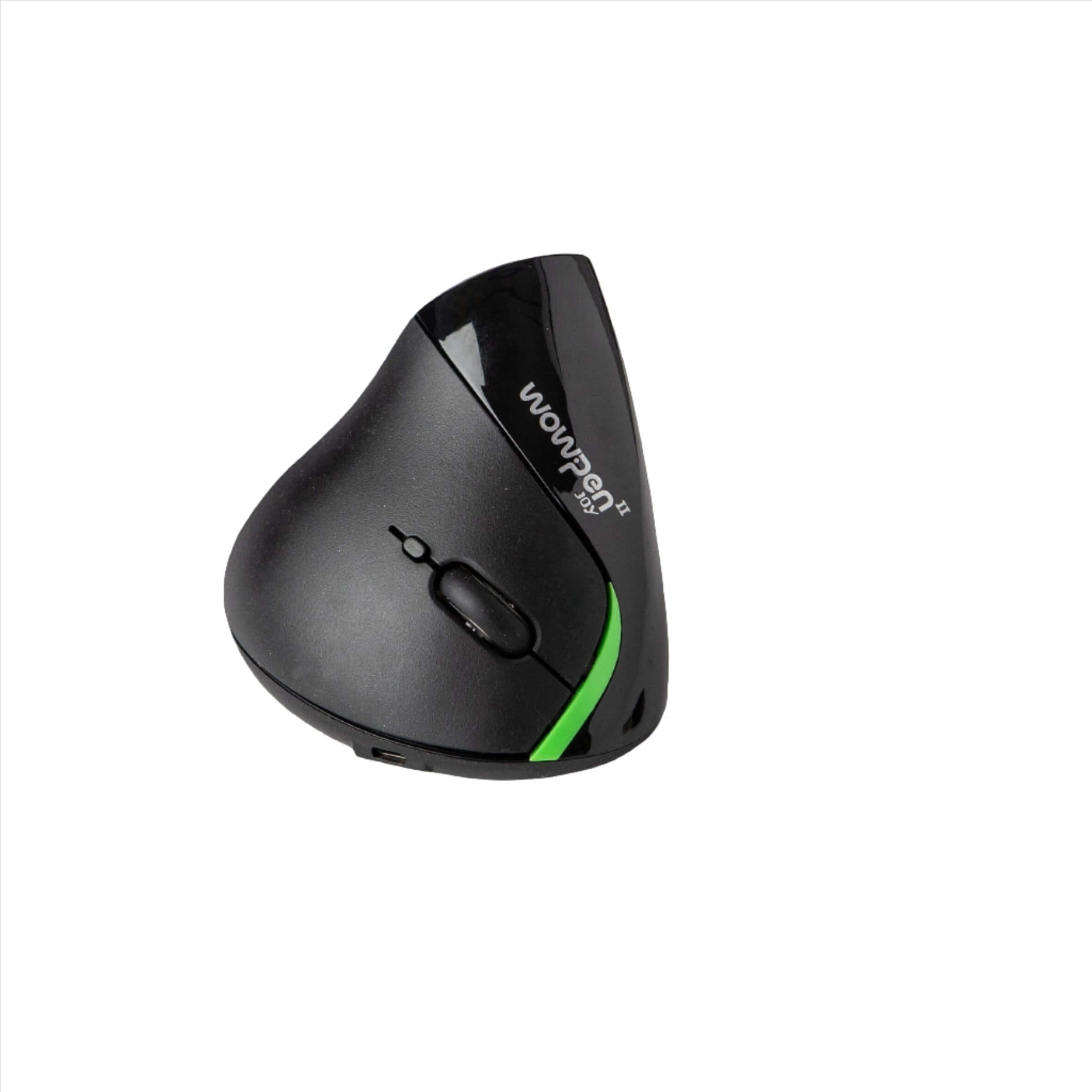 Wow-Pen Joy 2 wireless vertical mouse with ergonomic design for right-handed users, featuring six buttons and scroll wheel.